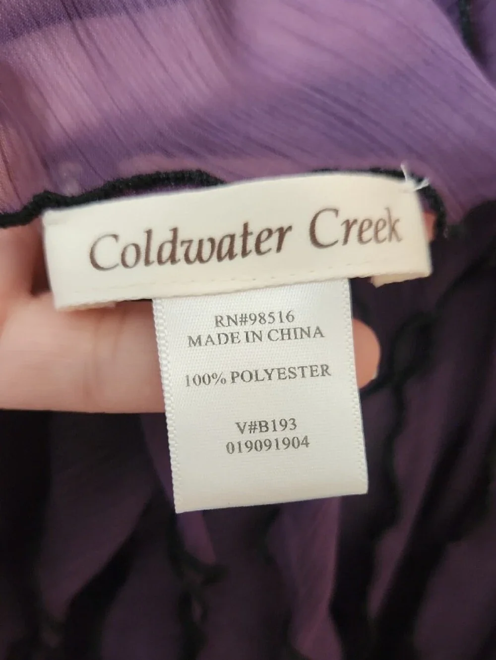 Coldwater Creek Eggplant Purple Scarf with Black Edge